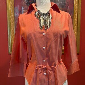 Vibrant orange ¾ long-sleeve tailor-made shirt,
